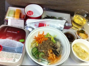 Plane food:"Would you like beef steak or Bibimbap?"
"Bibimbap, please."